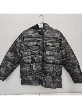iXtreme Boys Camouflage Puffer Jacket With Hood XL Green Winter Coat Warm Insula